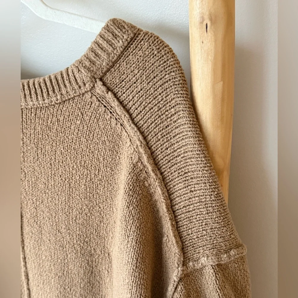 Free People Brookside Boho Soft Oversized Scoopneck Tunic Sweater Desert Camel M